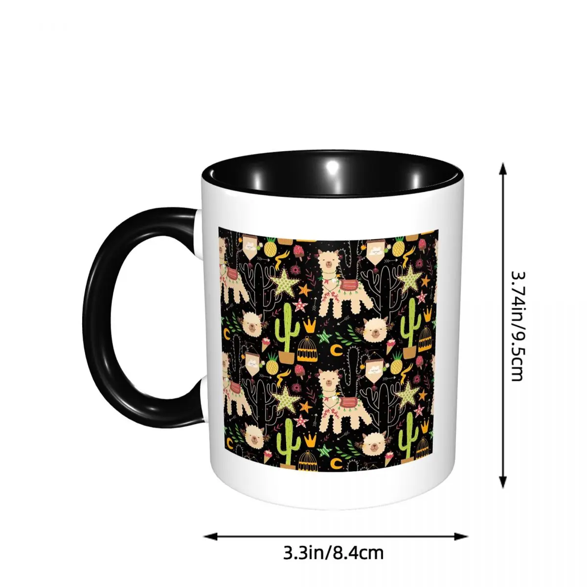 Cute Cactus Alpaca Pattern Mug Funny Ceramic Coffee Cups Tea Mugs Milk Cup Drinkware Gifts for Friends