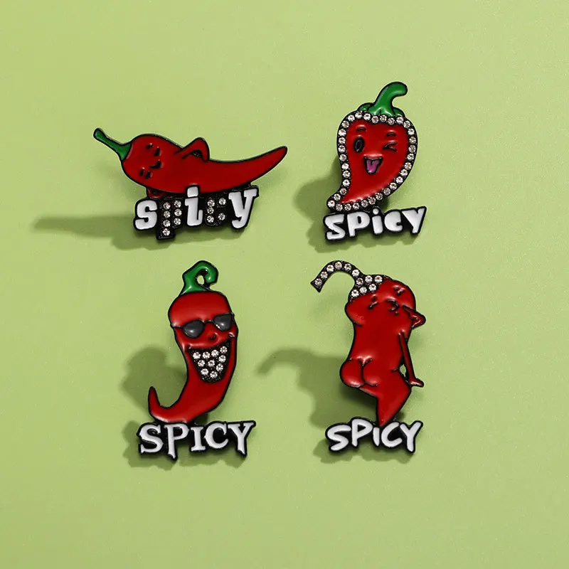 Cute Cartoon Red Hot Chili Peppers Quirky Characters Emoji Brooch Letters Vegetables Badge Clothing Backpack Decoration Pins