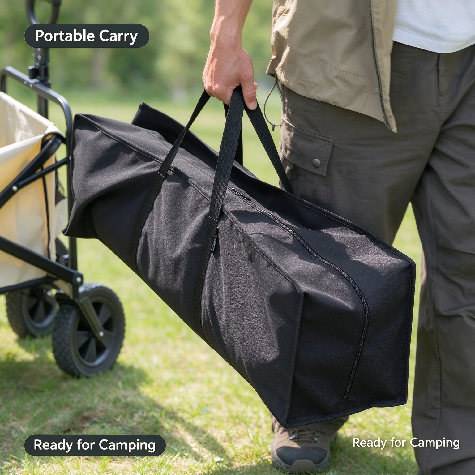 Multifunctional Large Capacity Camping Canopy Pole Storage Bag Wear Resistant Sundries Organizer with Handle for Outdoor Trip