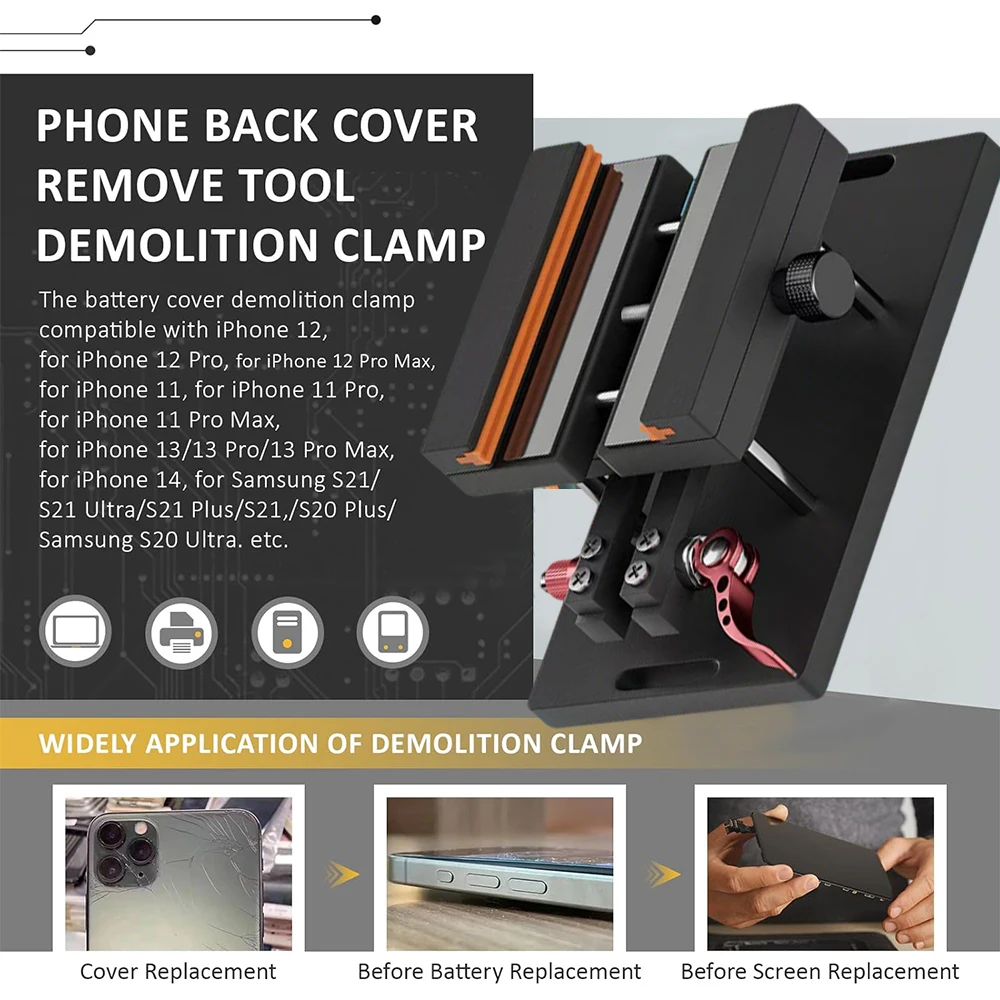 

iR19 Anti-slip 360° Rotating Fixture Clamp Holder 2-in-1 for iPhone Samsung Huawei Remove the Back Cover Glass Repair