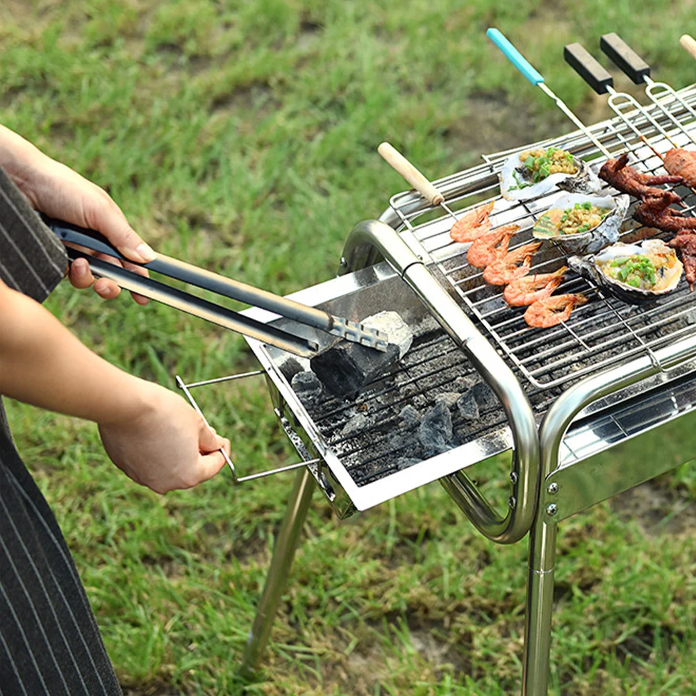 5Pcs Charcoal Tong Lengthened Grabber Tool for Backyard Barbecue Outdoor Fireplace Bbq Accessories Firewood Log Grabber