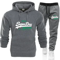 2024 new printed autumn and winter men's hoodie sports pullover and sweatpants two-piece street wear jogging sportswear