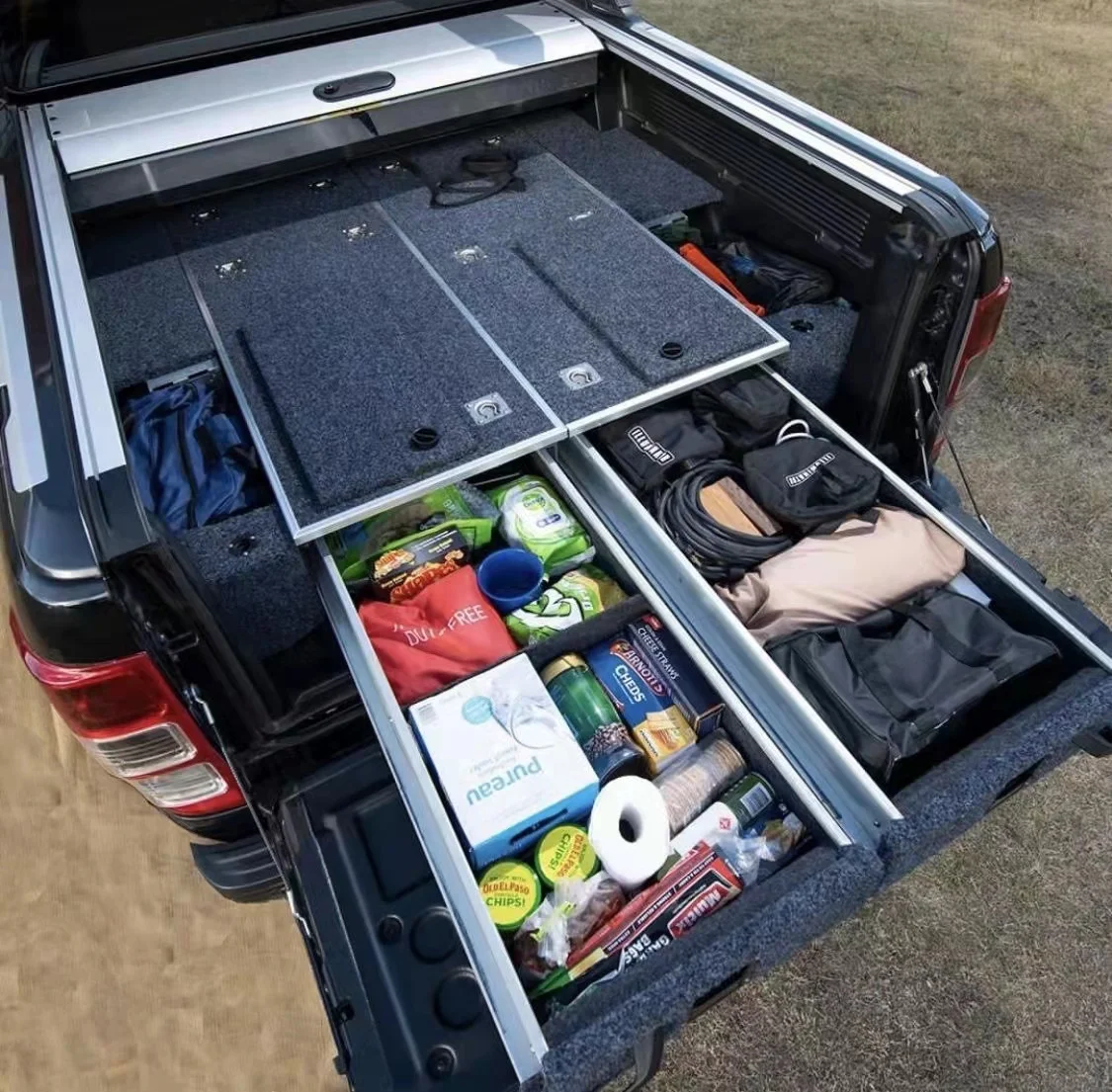 Factory outlet cargo drawers system lc105 truck bed drawer fit for Toyota Land cruiser box black 4wd storage box accessories