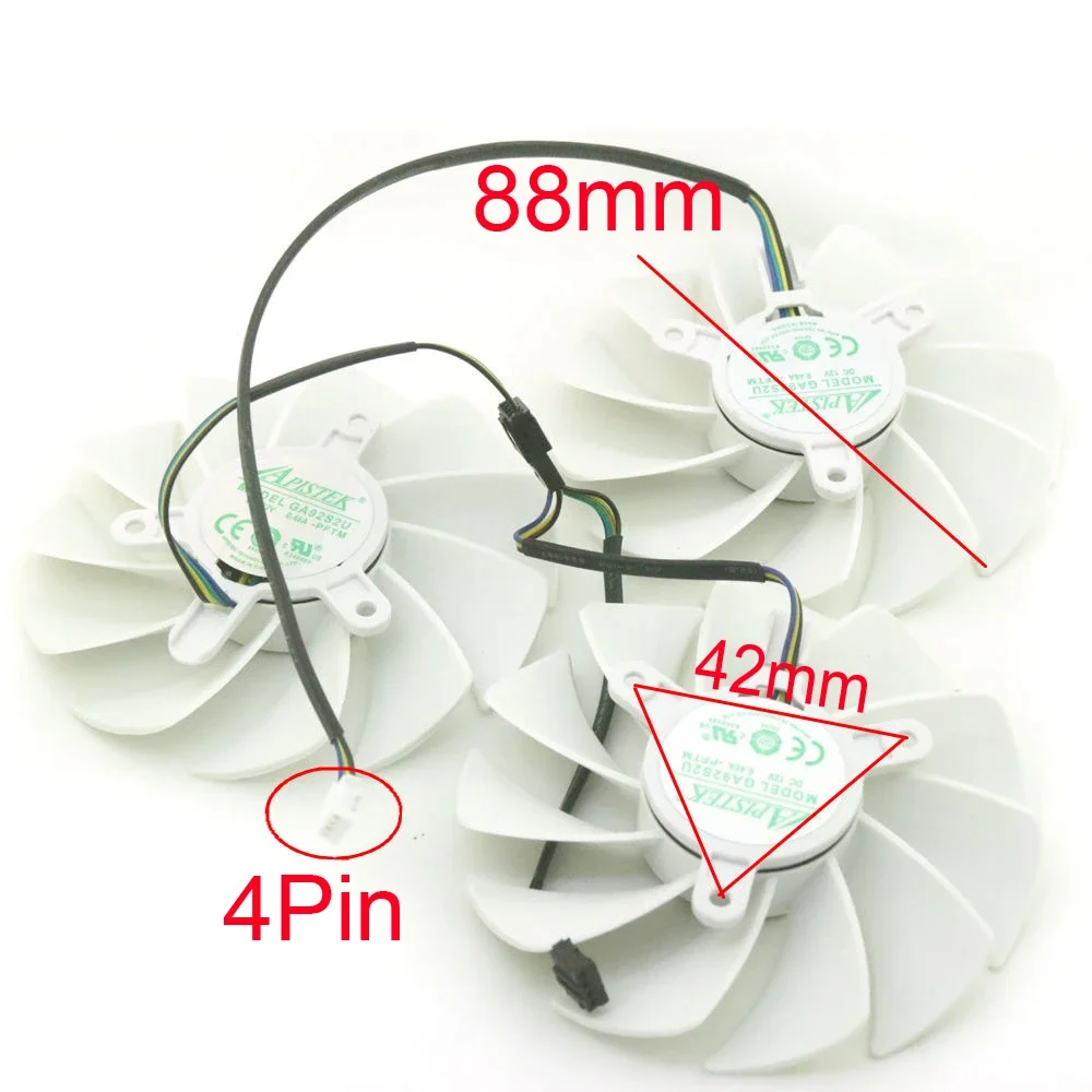 3pcs/Lot GA92S2U 88mm DC12V 0.46A 4Pin GPU Fan For ZOTAC RTX4070ti 4070tiS RTX4080 4080S TRINITY WHITE Graphics Card Cooling Fan