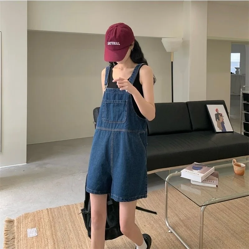 Women Denim Rompers Shorts Summer High Waisted Short Style Strappy Jeans Playsuits Korean Casual Loose Jumpsuit Overalls Shorts