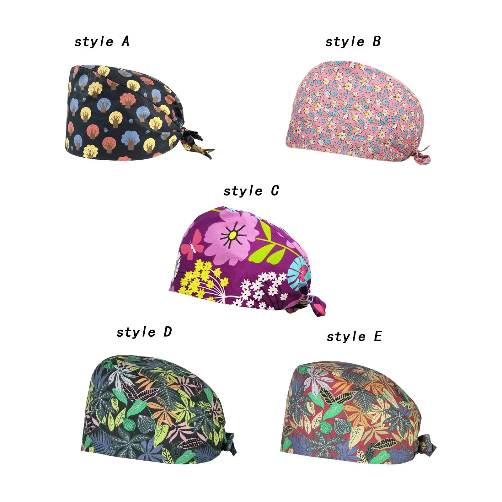 Scrub Cap Female Male Printed Head Cove Lightweight Working Hat for Adults SPA Cosmetology Women Men Massaging Beauty Center