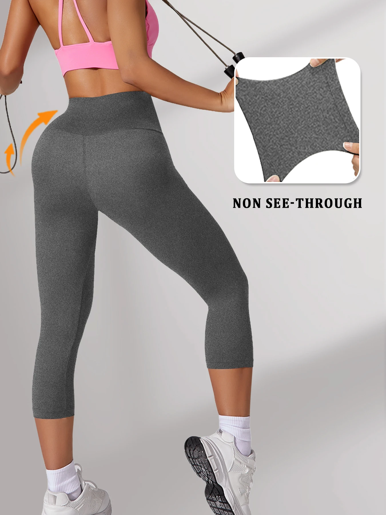 5 Inch High Waisted Capri Pants Women Super Soft Tummy Control No See Through Workout Yoga Running Home Lounge Wear.