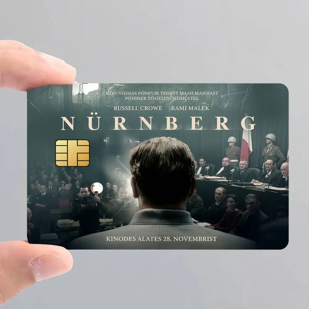 فيلم Nuremberg 2025 بطاقات الائتمان البنك حافلة تمرير ملصقات ديكور رائع مقاوم للماء 4 قطعة بطاقة