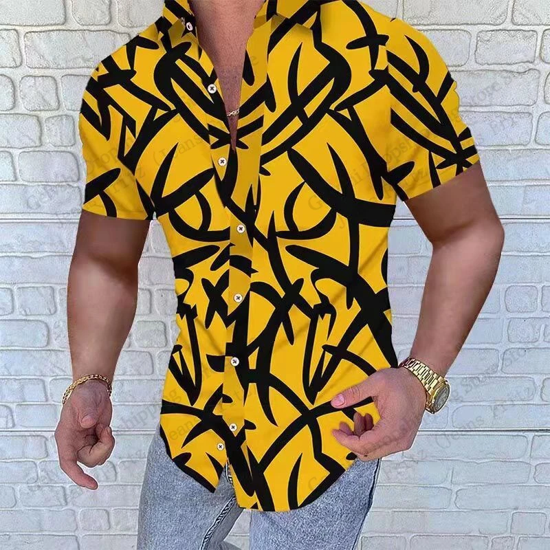 Fashion Summer Men Hawaiian Shirt Personalized Branch pattern 3d Shirt Short Sleeve Casual Beach Shirts Street Lapel Blouse New