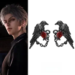 Game Love and Deepspace Sylus Cosplay Earrings Unisex Crow Diamond Pendant Ear Clips Accessories Jewelry Gifts