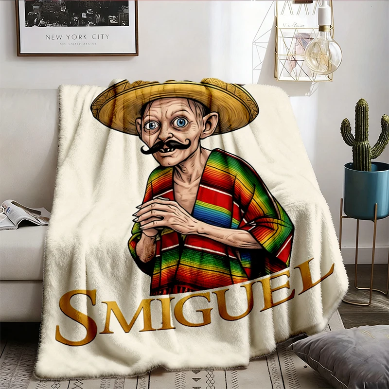 Smiguel Mexican Sombrero Funny Mexican Culture Parody Flannel Throw, Epic Fantasy Humor, Middle Earth Fan Gift, Funny Ex