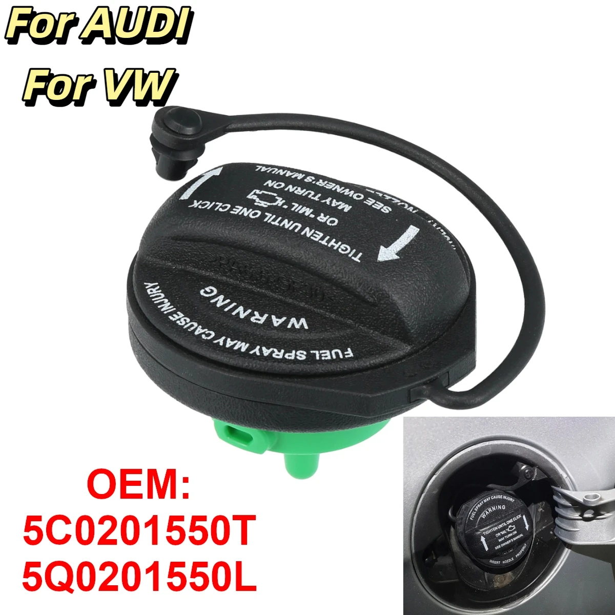 Car Inner Fuel Tank Cap for Audi A4 A5 A6 A8 Q3 Q5 Q7 for VW Golf Tiguan Jetta for Seat Ibiza 5C0201550T 5Q0201550L