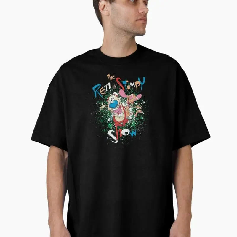 The Ren And Stimpy Show Vintage Paint Splatter Logo Oversized T-Shirt