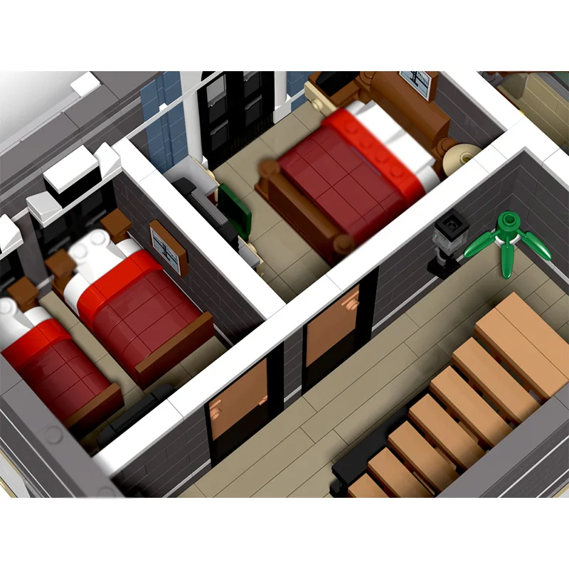 City Street View Modello MOC Mattoni da costruzione Grande hotel Architettura Tecnologia modulare Regali Vacanza Assemblare Giocattoli per bambini Vestito