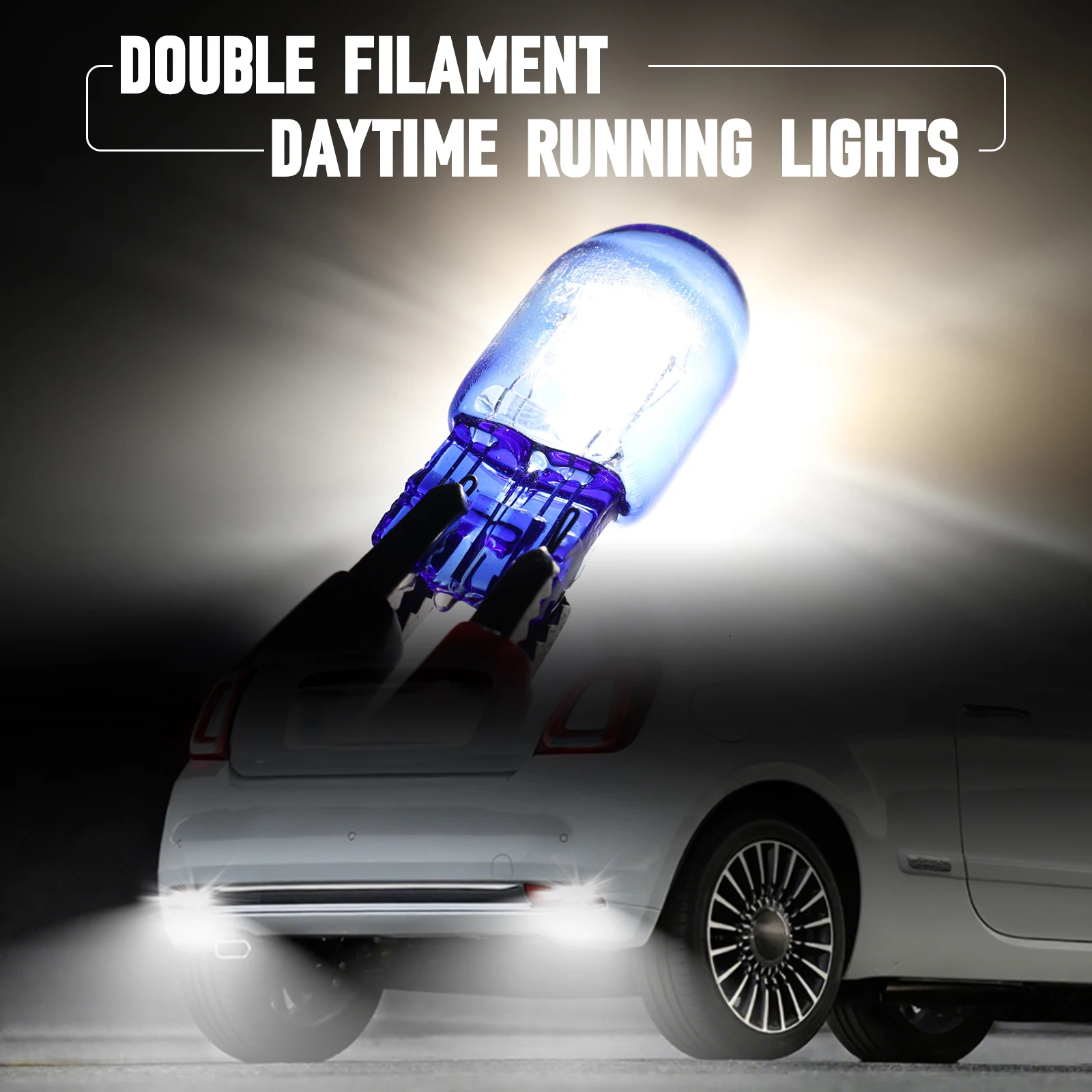 2/4/6pcs 12V Car T20 7443 Side Light DRL 580 White Bulbs Dual Filament W21/5w Super Hid Effect Universal For Alfa/Fiat/Skoda/ VW