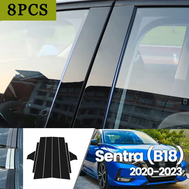 

For Nissan Sentra B18 2020-2023 2021 2022 Bright Black Carbon Fibre Window Door Waterproof B C Sticker