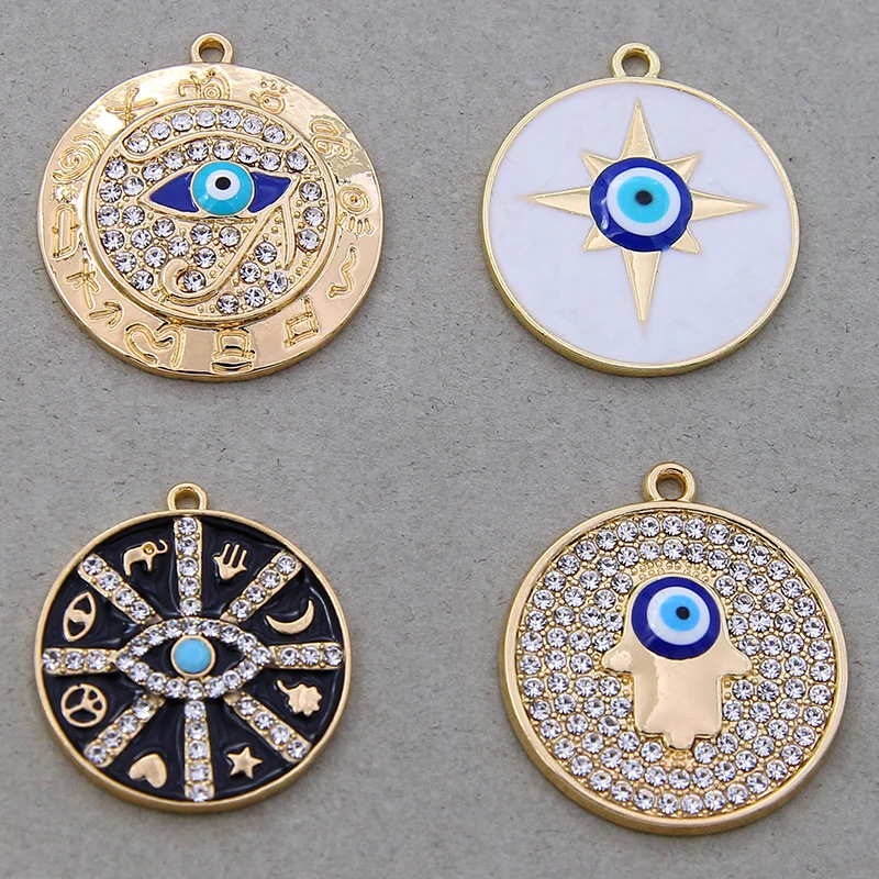 5PCS Large Size Luxury Evil Blue Eye Charms Pendants of Necklaces Bracelets Earring Handmade Craft DIY Jewelry Making Accessorie