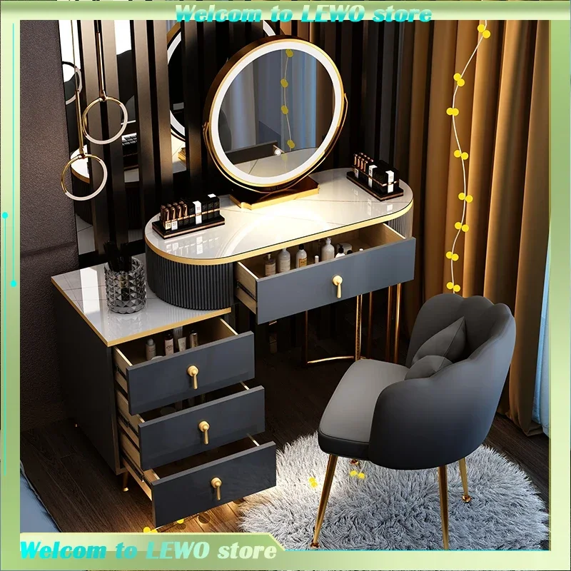 

Black Storage Dressing Table Drawer Mirror Design Luxury Dressing Table Grey Girl Penteadeiras De Maquiagem Bedroom Furniture