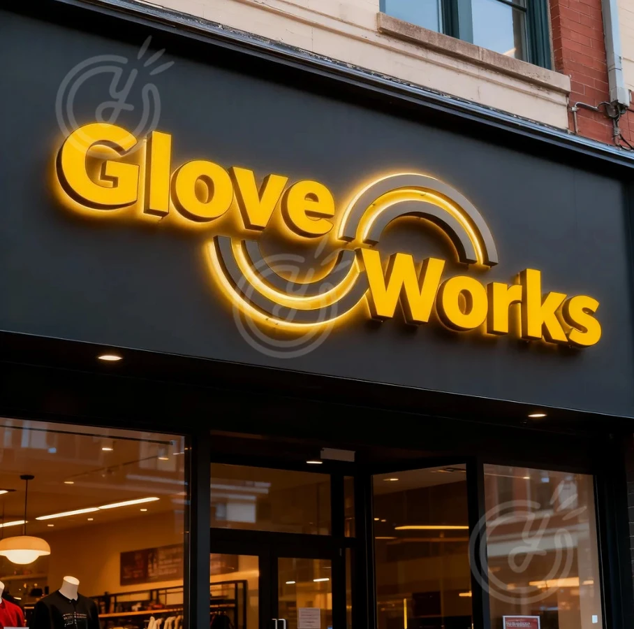 Custom Business Sign Backlit 3d LED Metal Acrylic Addressable for Advertising Neon  GloveWorks Led  Sign Metal Sign for Business