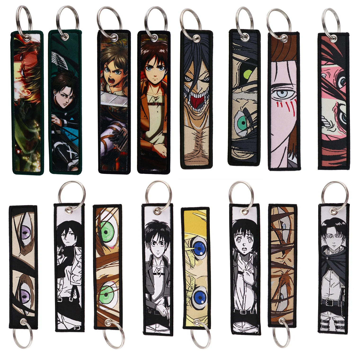 Anime Attack on Titan Eren Levi Ackerman Embroidery KeyChains Tag Cars Backpack Chaveiro Keychain Keyring Accessories Toy Gift