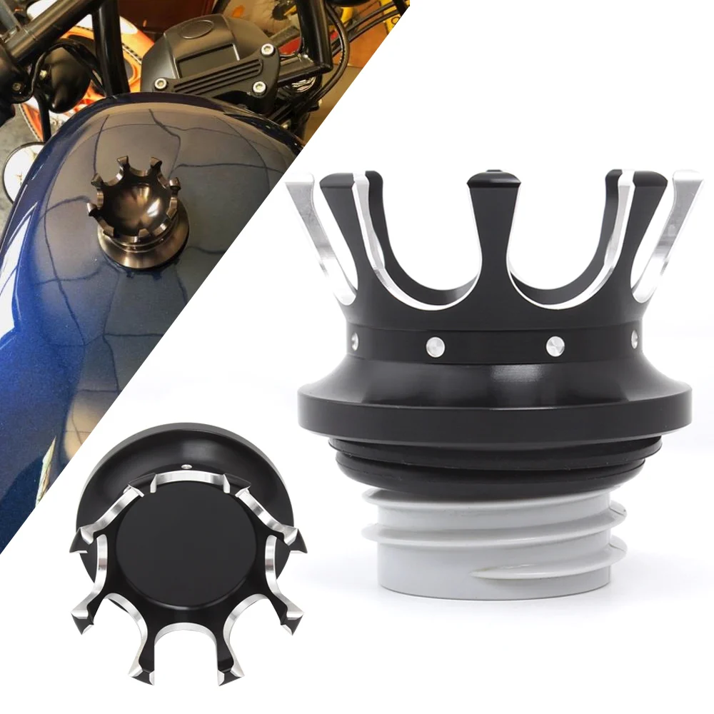 

Motorcycle Crown Style Fuel Gas Tank Cover Vented Decorative Oil Cap For Triumph T100 Scrambler Bonneville SE Thruxton 900 2001+