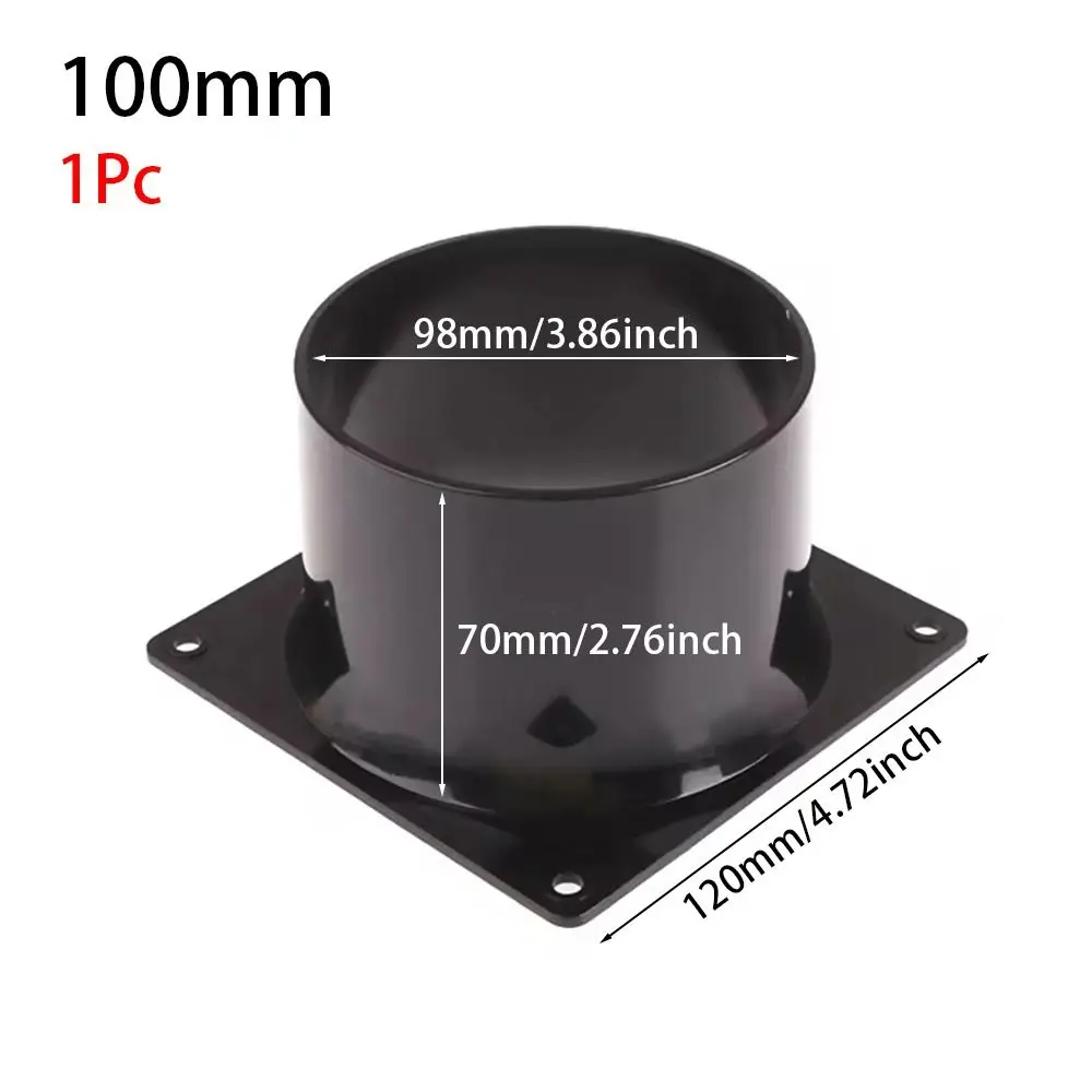 1Pcs 75/100/120/150mm Flange Connector Square Bottom Black Air Inlet And Outlet ABS Pipe Fitting Air Ducting Connection Flange