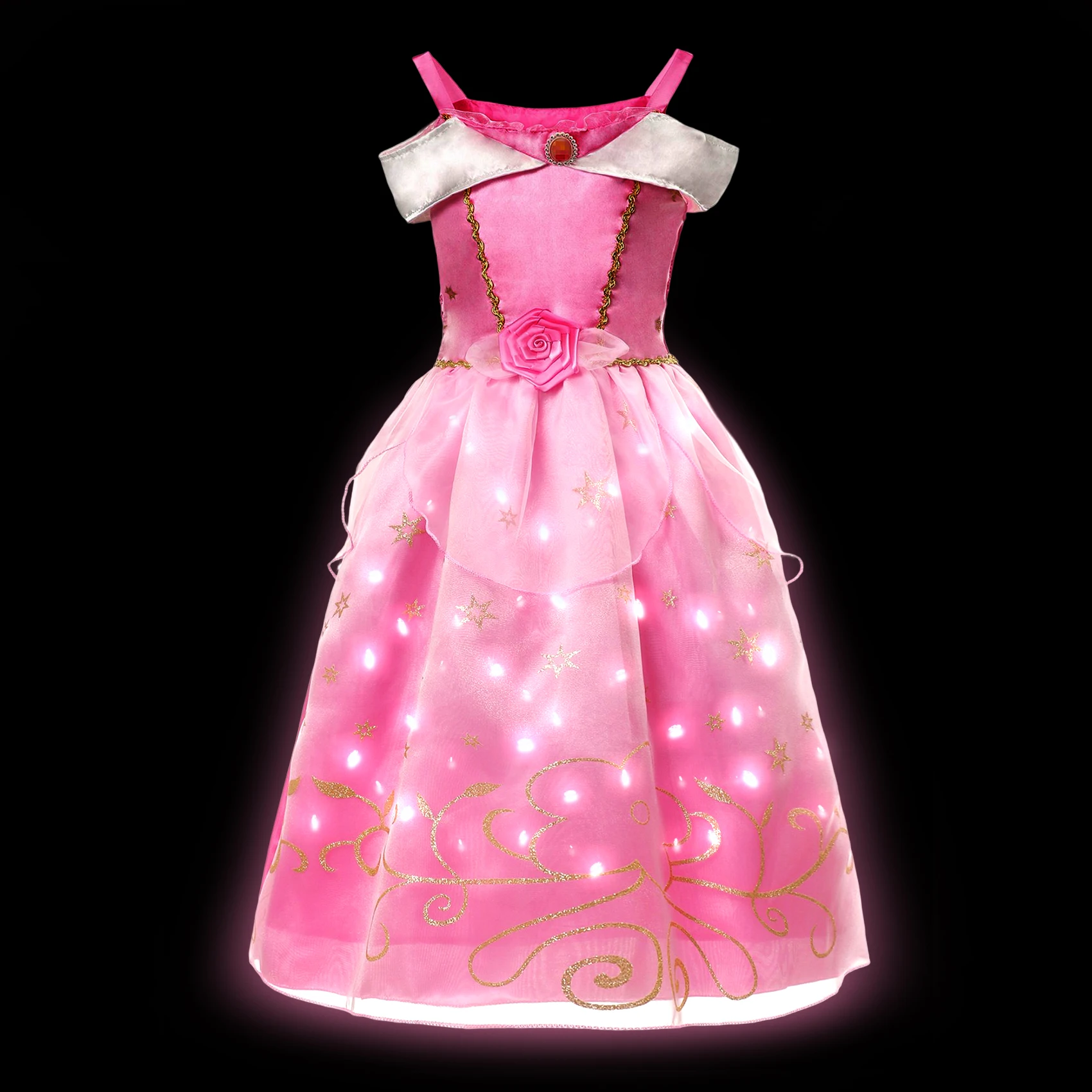 Disney Tinker Bell Girls Princess Dress LED Light Up Rapunzel Frozen Elsa Cosplay Costumes Halloween Carnival Dress Up With Wing