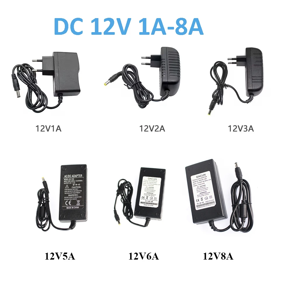 AC-DC 12V Swiching Power Supply 1A 2A 3A 5A 6A 8A Transformator 220V To 12 Volt Source Universal Adapter Charger Converter