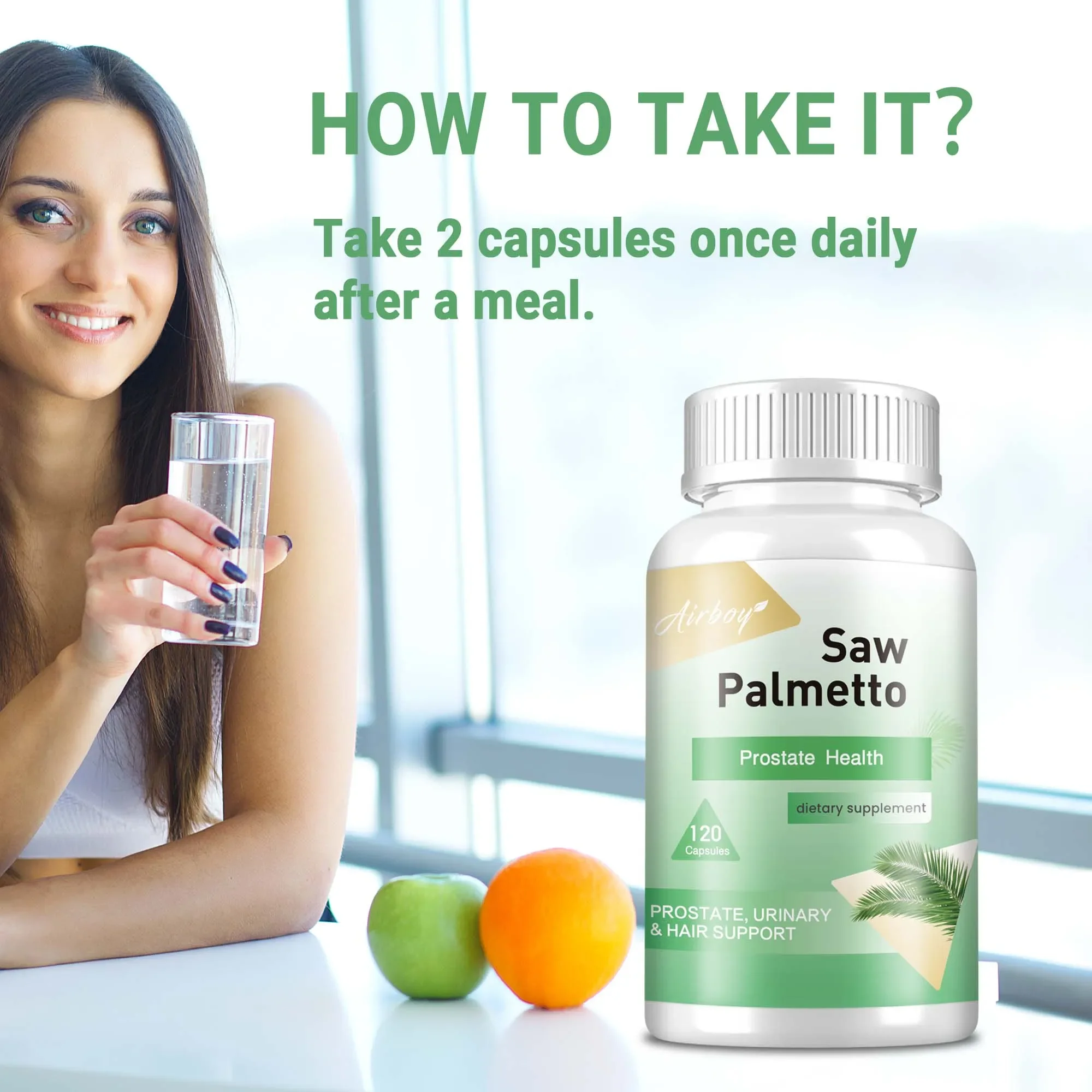 مكمل Saw Palmetto - يساعد على تقليل التبول المتكرر وصحة البروستاتا وصحة المسالك البولية ونمو الشعر - 120 كبسولة