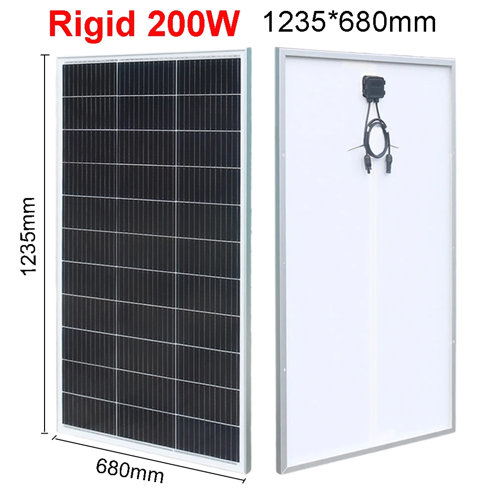 Panel fotowoltaiczny 200W 150W 80W, panel słoneczny, szkło hartowane, ładowarka 12V, monokrystaliczny, do kampera, domu, RV, łodzi, na dach. — zdjęcie produktu 4