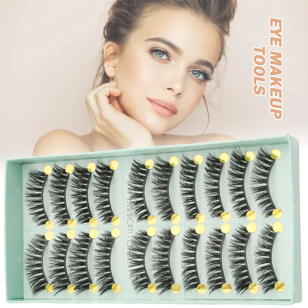 Faux cils volumineux et naturels pour femmes, faits à la main, sans cruauté, outils de maquillage pour les yeux, extensions de cils