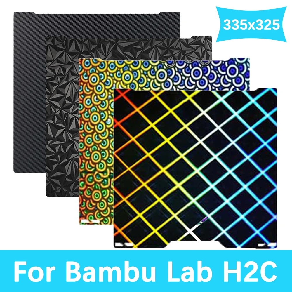 

For Bambu Lab H2C Build Plate PET PEO PEY H1H Plate 335x325mm Double Sided Printing H2C PEI Spray Magnetic Spring Steel Film