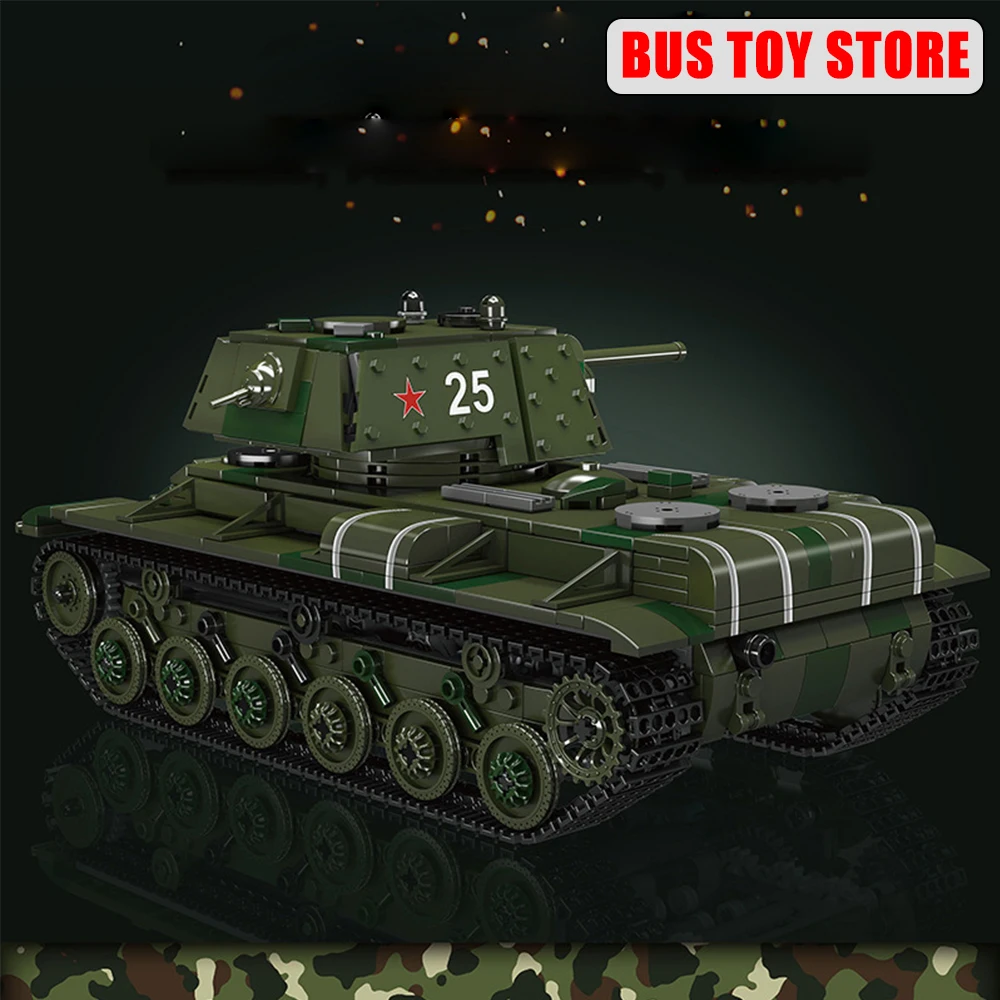 MOULD KING  Tank Military World War II Russia KV-1 Heavy Tank Building Blocks Remote Control Toys for Adults Kids Gifts 20025