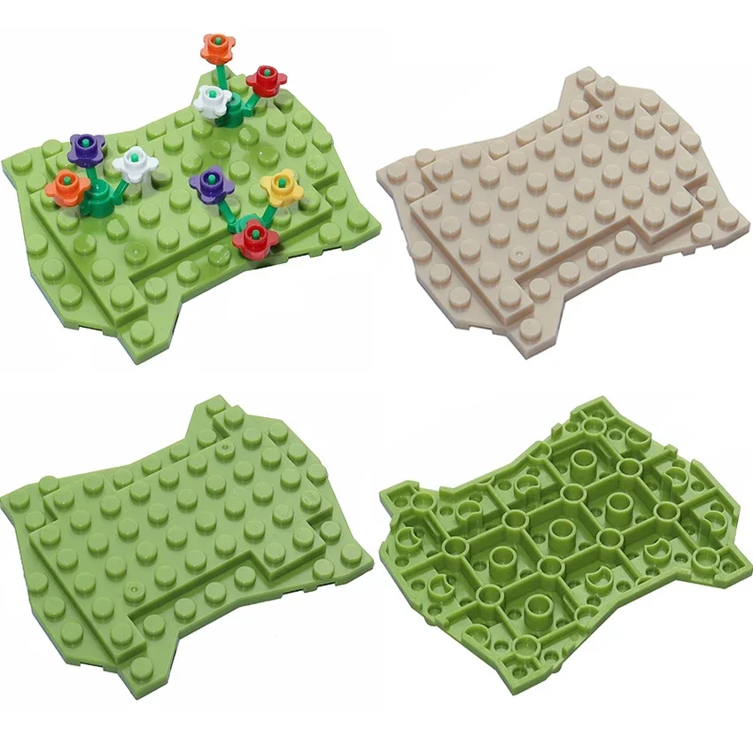 Akcesoria MOC Miasto 8x10 Nieregularna Specjalna Płyta Bazowa Rośliny Drzewa Las Ogród Scena Części DIY Klocki do Składania