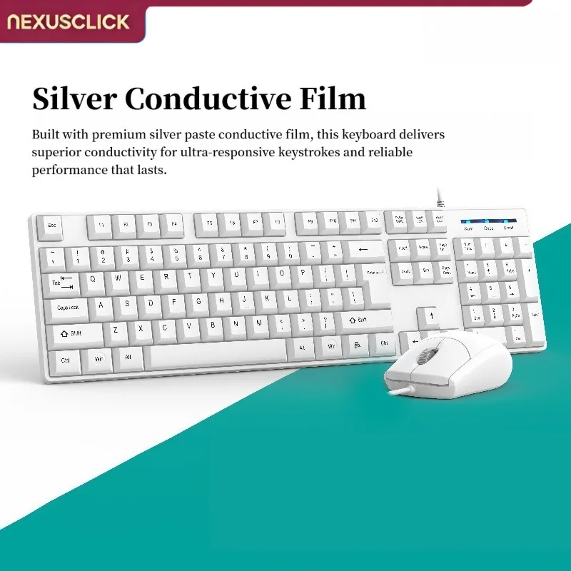 NexusClick Wired Desktop Keyboard Mouse Set, Durable Comfortable Hand Feel Cheap All-in-One PC Set for Computer office Daily Use view 5