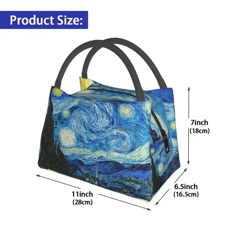 Custom Vincent Van Gogh Starry Night Lunch Bags Women Cooler Warm Insulated Lunch Boxes for Work Pinic or Travel Shoulder Bag