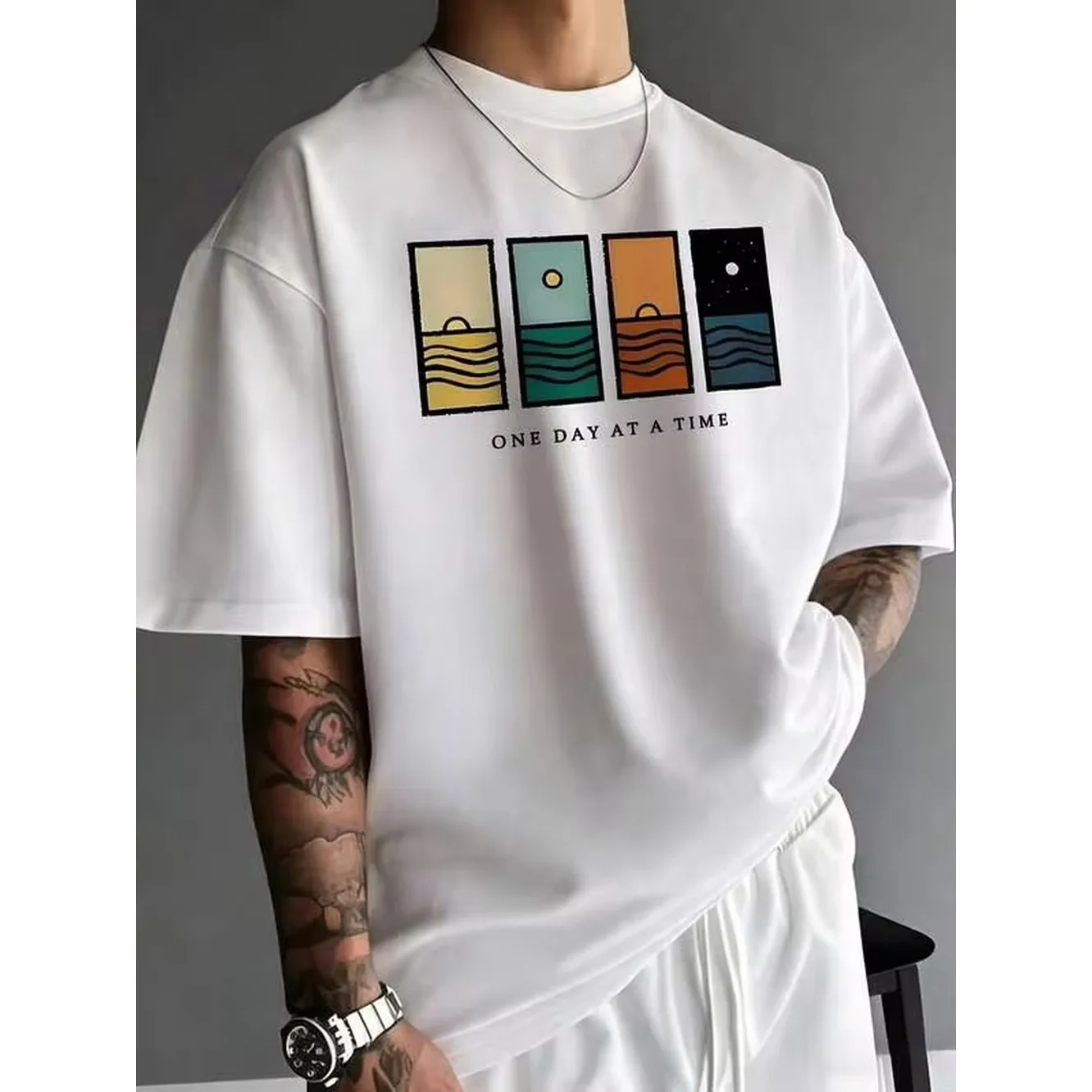Men's Minimalist Printed Short Sleeve T-Shirt,Comfortable & Breathable,Suitable For Summer,Summer Tops Vacation Outfits Women White Top Graphic Tee