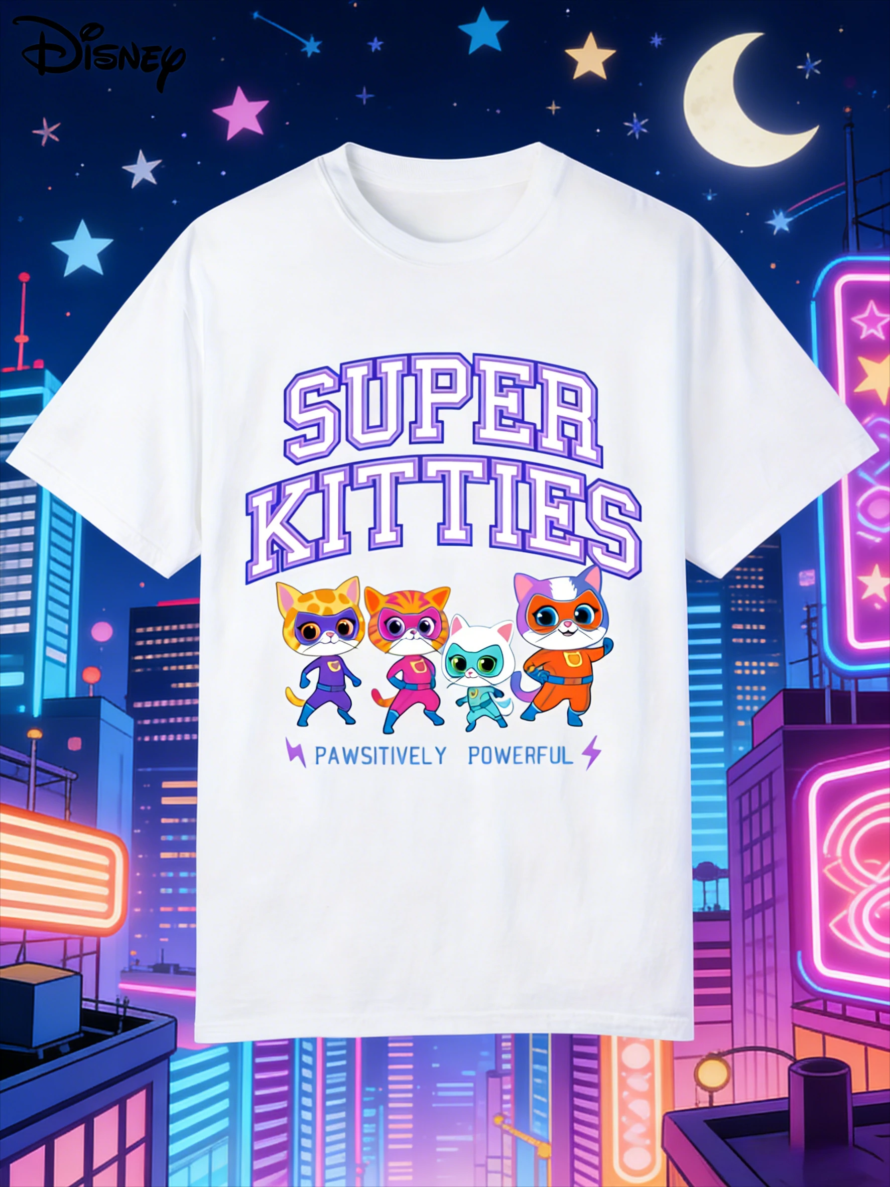 

2026 Summer Disney Print T-shirt for Both Men and Women, 100% Pure Cotton Short-sleeved Casual Loose Top