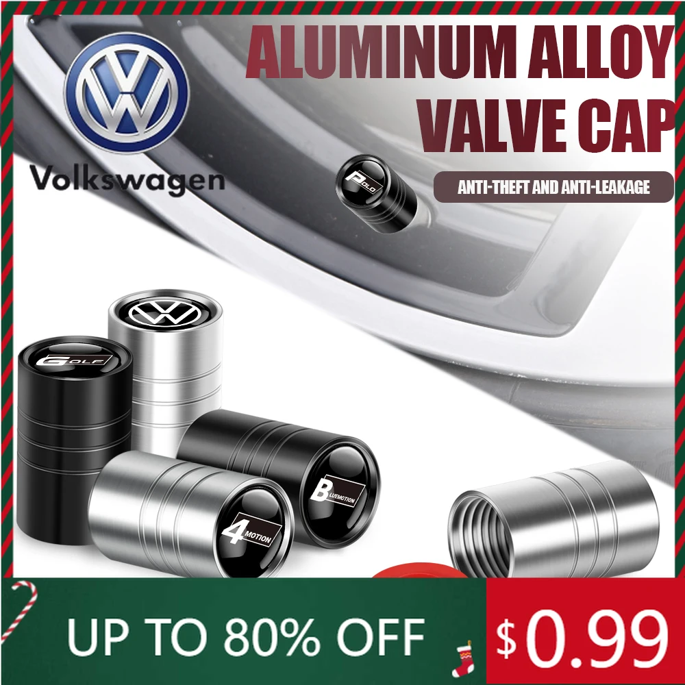 

For VW Volkswagen Jetta MK5 Golf 4Pcs Metal Car Wheel Tire Air Valve Caps Stem Covers For Volkswagen R Golf 4 Motion Polo Beetle