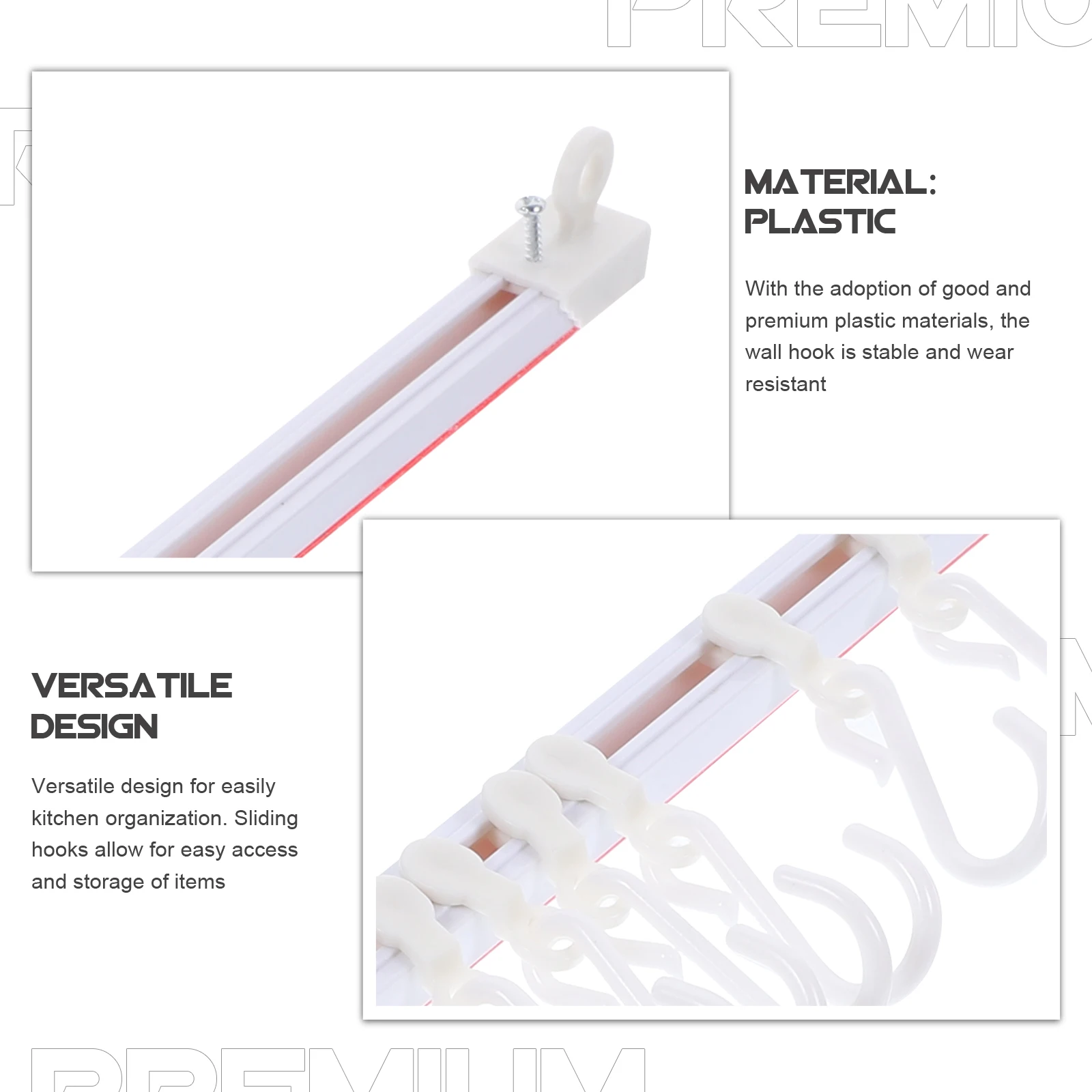 

2 Set Storage Kitchen Hook Utensils Hanging Rack Kitchenware White with Hooks Office