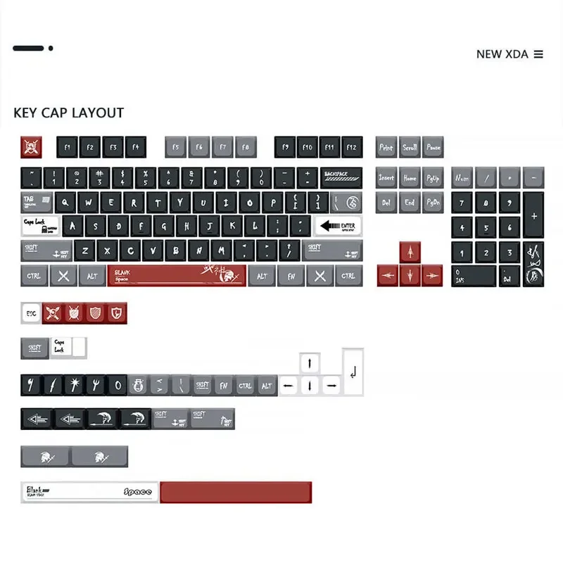 

Механическая клавиатура с 138 клавишами «Бог войны», полный набор клавиш XDA, высота, термосублимация для 61 68 75 84 87 98 104 108