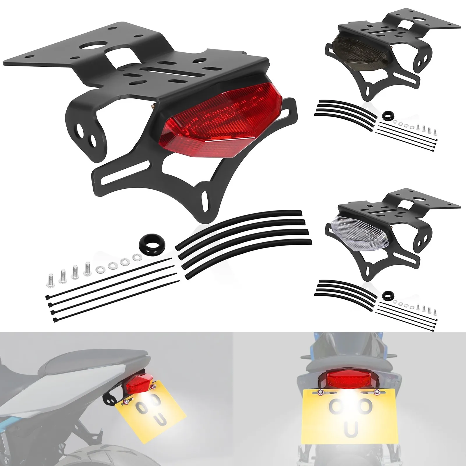 3mm 6061 Aluminum LED Tail Tidy For Suzuki - Laser-Cut 12LED 3LED Plug&Play Fit GSX-8R/8S 2023-2026