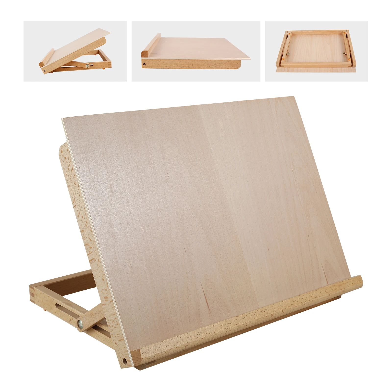 

Large Drawing Board Easel Solid Wood Tabletop Painting Holder Adjustable Angle Art Easel Folding Drawing and Sketching Board