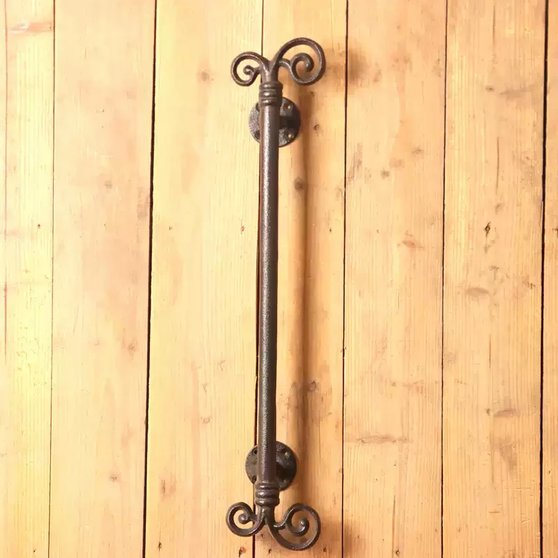 Vintage Cast Iron Gate Front Door Handle Pull Large 25 3/4 Inch Commercial Style Door Handle Cast Iron Entry Hardware Rustic