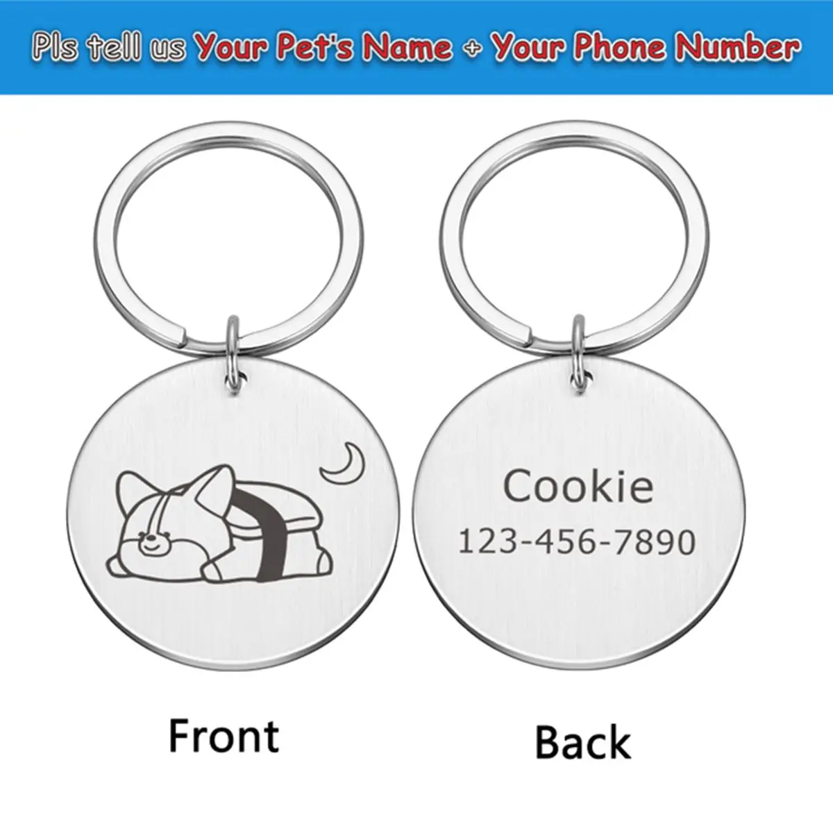 1 pc Diy cute Dog Tag Laser Engraving Tags Engraved Record Tel Address For dog Pets