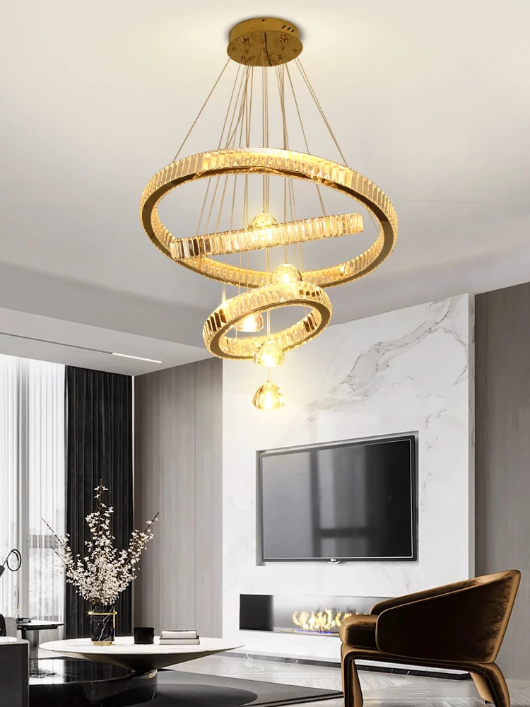 Design Chandelier for Living Room Luxury Style Crystal Chandelier Ring Pendant Light Fixture and Hanging Chandelier