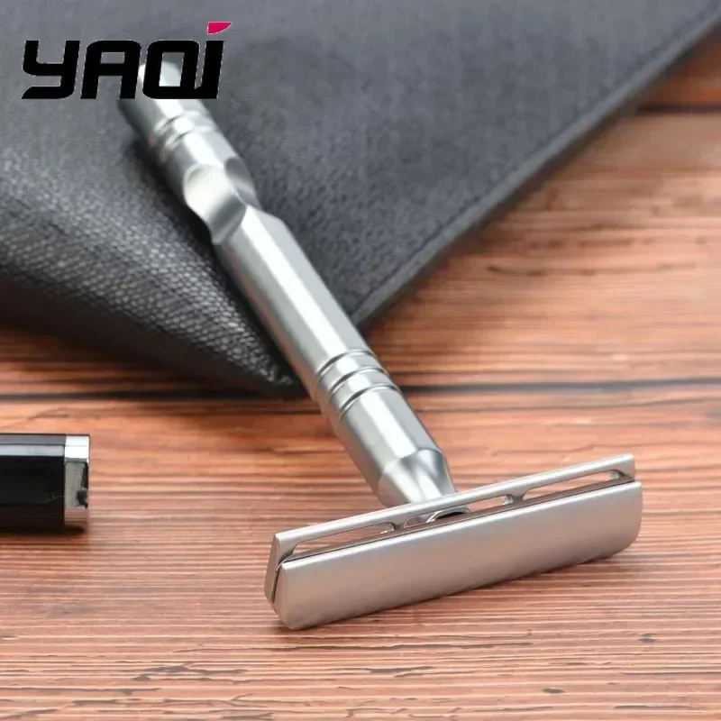 

Safety Razor YAQI Beard shaver Matte Chrome Color AC Blade Excalibur Single-edged Mens Shaving