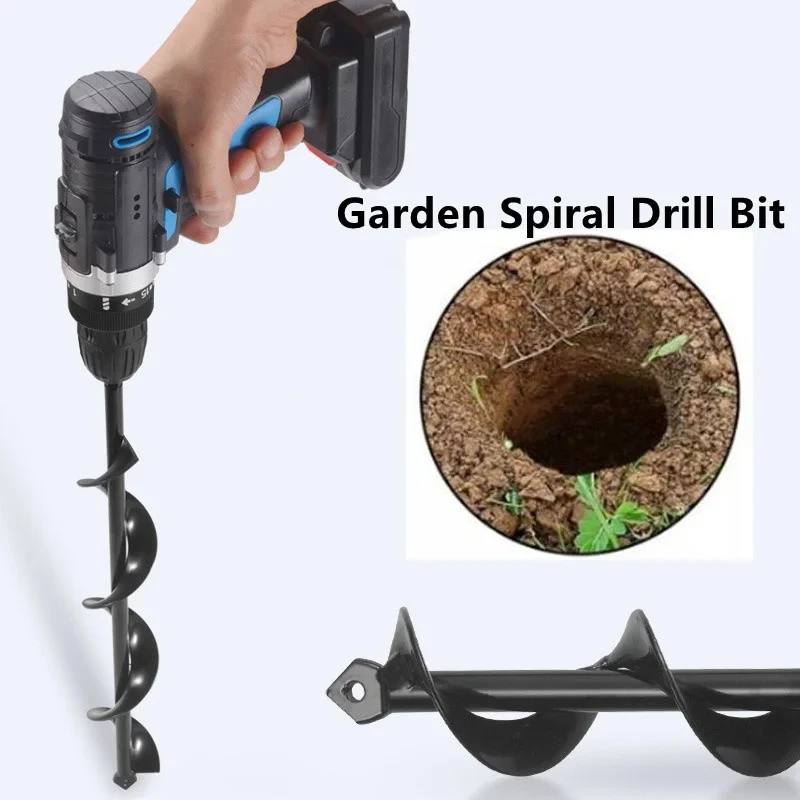 Garden Auger Spiral Drill Bit Flower Planter Bulb Shaft Auger Yard Gardening Earth Drill Planting Hole Digger Tool