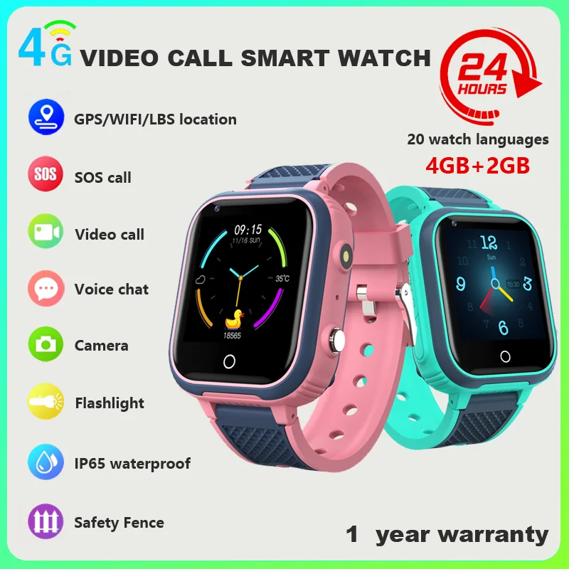 Smart Watch para Crianças, GPS, WIFI, Video Call, SOS, IP67 Impermeável, Monitor de Câmera, Rastreador de Localização, Telefone para Criança