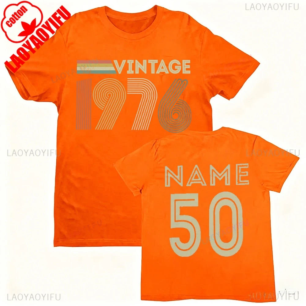 Vintage 1976 gepersonaliseerde 50e verjaardag T-shirt voor 2026 aangepaste naam cadeau idee zomer ademend Camisetas nostalgie retro tops